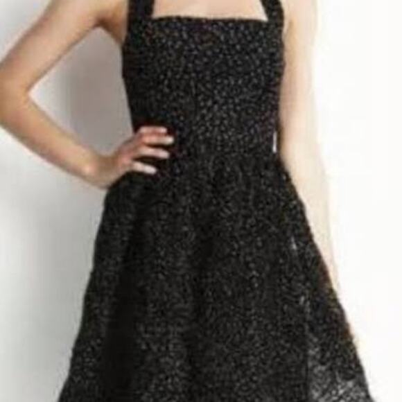 Adrianna Papell Taffeta Black Polka Dot Dress - Picture 1 of 8